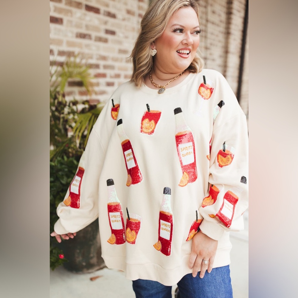 Pale Yellow Spritz Queen All Over Sweatshirt by Queen of Sparkles.